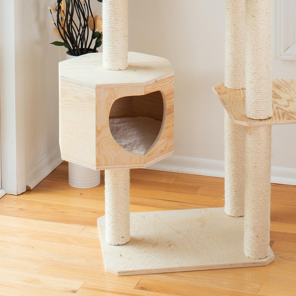 Real Wood Premium Scots Pine 89-Inch Cat Tree With Seven Levels, Two Playhouses