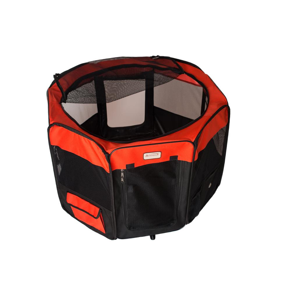 Portable Pet Playpen In Black And Red Combo Large
