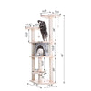 64" Real Wood Cat Tree With Sractch Sisal Post, Soft-Side Playhouse, Almond