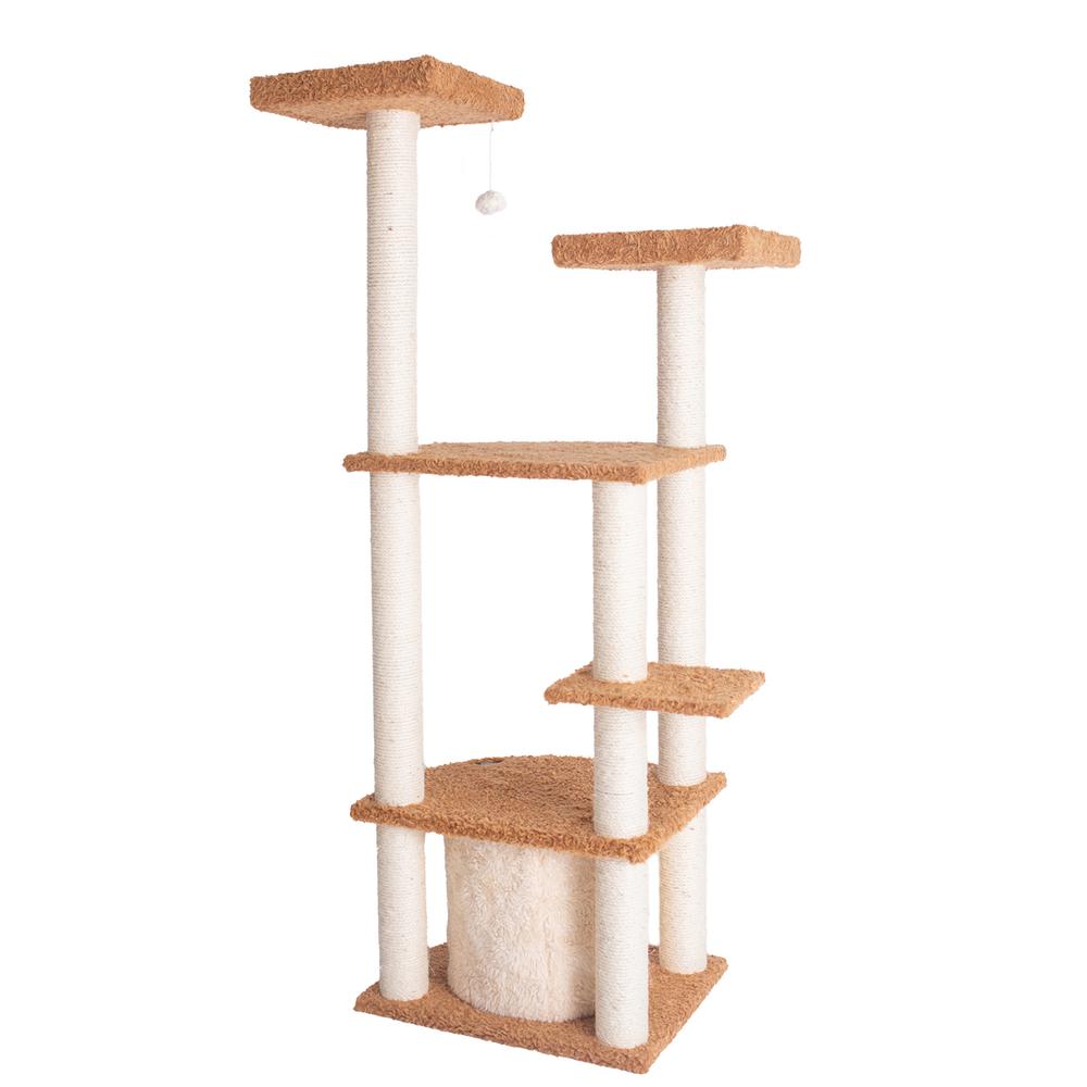 Ultra Thick Faux Fur Real Wood Cat Scratching Furniture For Cats Play Chocolate