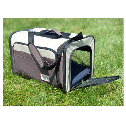 Pet Carrier, Beige & Chocolate