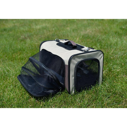 Pet Carrier, Beige & Chocolate
