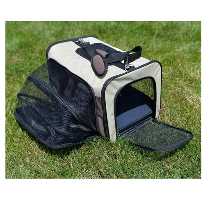 Pet Carrier, Beige & Chocolate
