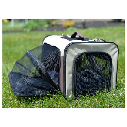 Pet Carrier, Beige & Chocolate