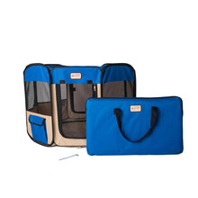 Portable Pet Playpen In Blue And Beige Combo