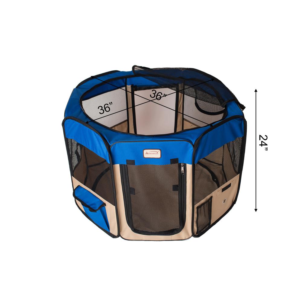 Portable Pet Playpen In Combo in Blue & Beige