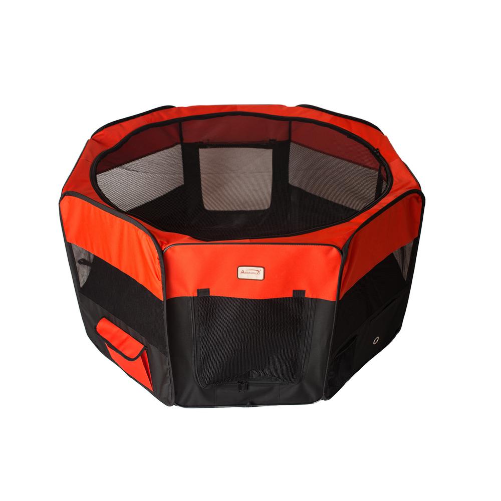 Portable Pet Playpen In Black And Red Combo Medium