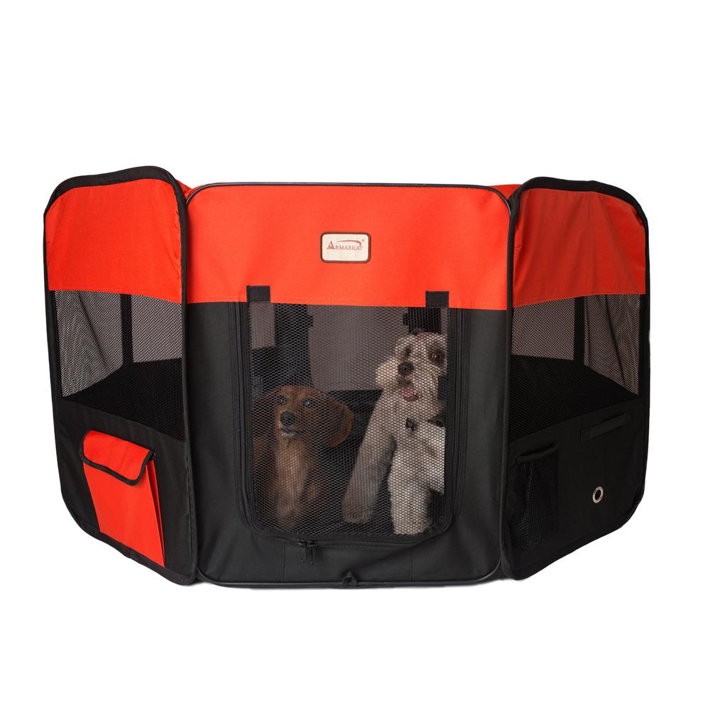 Portable Pet Playpen In Black And Red Combo Medium
