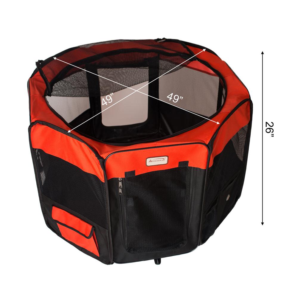 Portable Pet Playpen In Black And Red Combo Medium