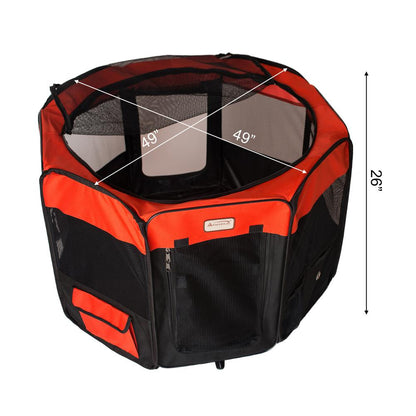 Portable Pet Playpen In Black And Red Combo Medium