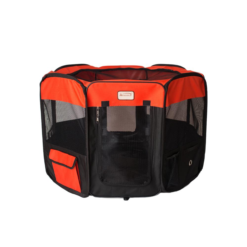 Portable Pet Playpen In Black And Red Combo Medium