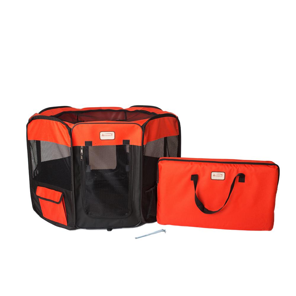 Portable Pet Playpen In Black And Red Combo Large