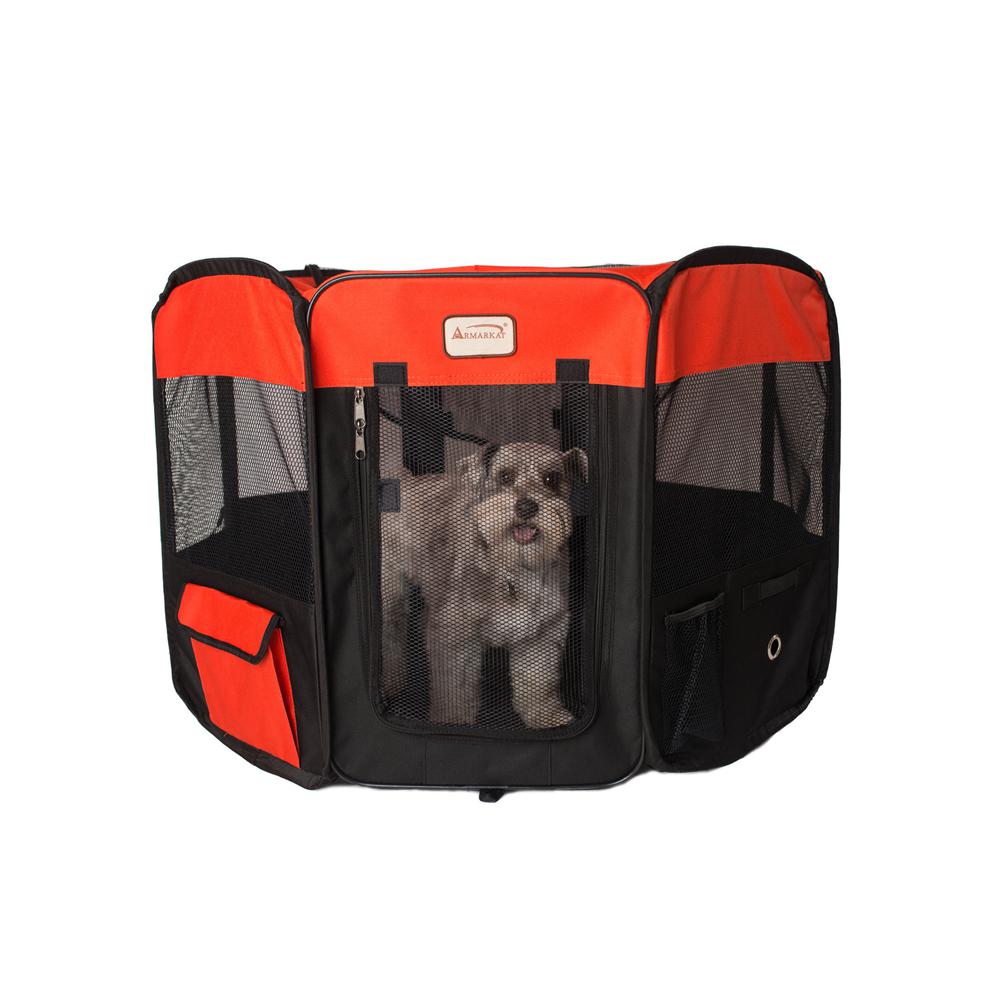 Portable Pet Playpen In Black And Red Combo Large