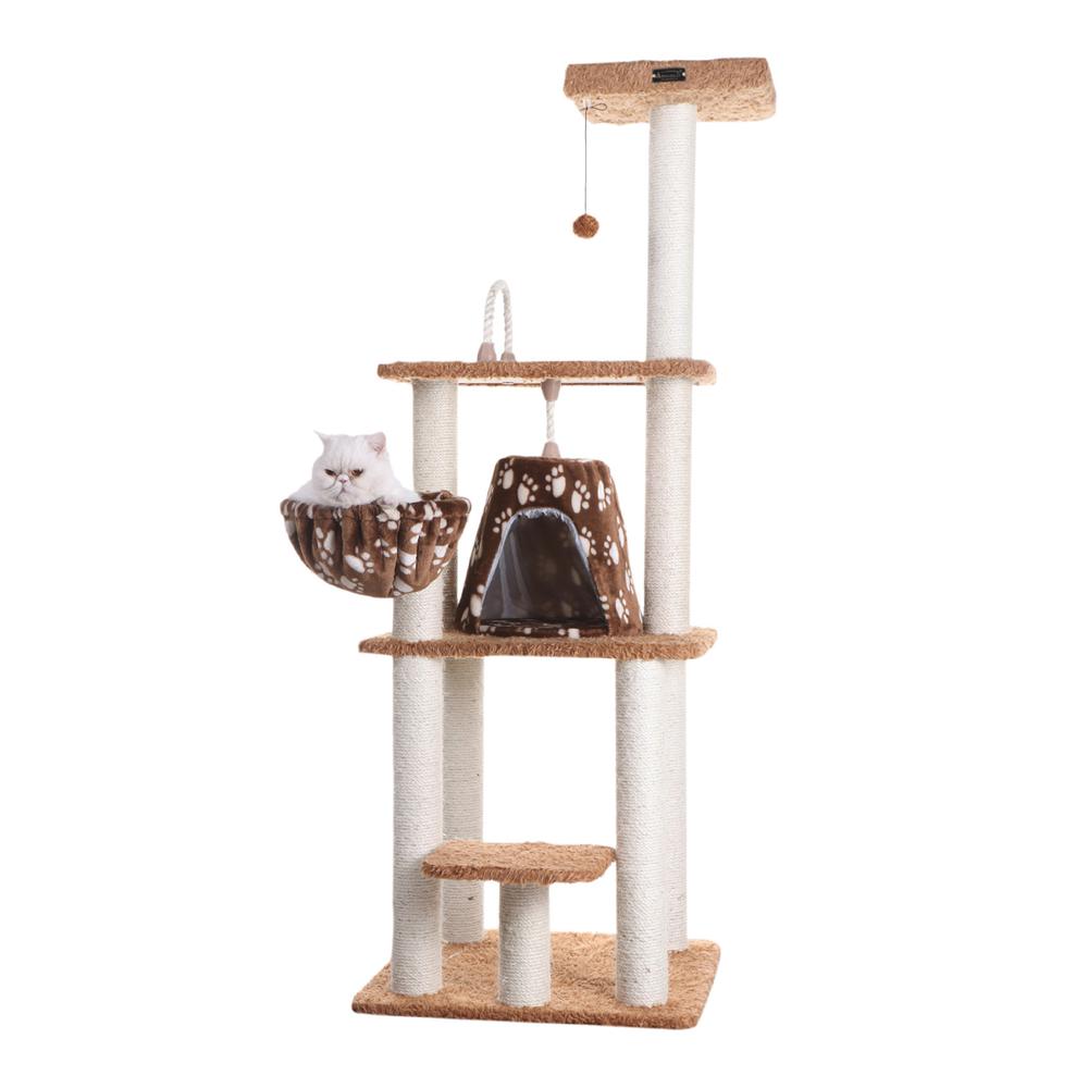 Brown Carpet Real Wood Cat Furniture, Pressed Wood Kitty Tower