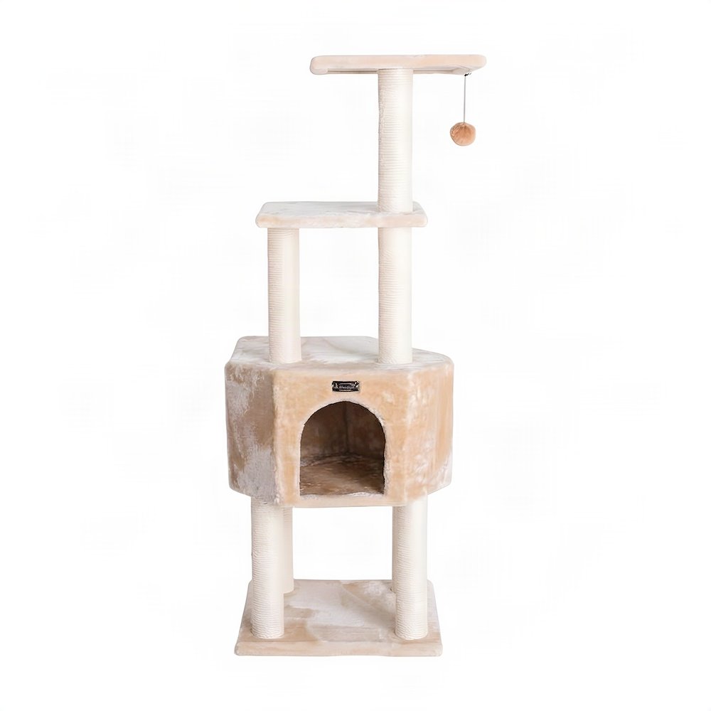 Bison Pets Cat Tree Tower, Sisal Scratch Posts, Beige