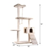 Wood Cat Tree with Sisal-Wrapped Posts, Multi-Tier Condo, 58 Inch