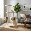Wood Cat Tree with Sisal-Wrapped Posts, Multi-Tier Condo, 58 Inch