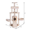 Faux Fur Wood Cat Tower with Basket Lounge, Ramp and Sisal Rope