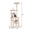 Faux Fur Cat Tree with Sisal Rope Posts, Hammock and Soft-Side Playhouse