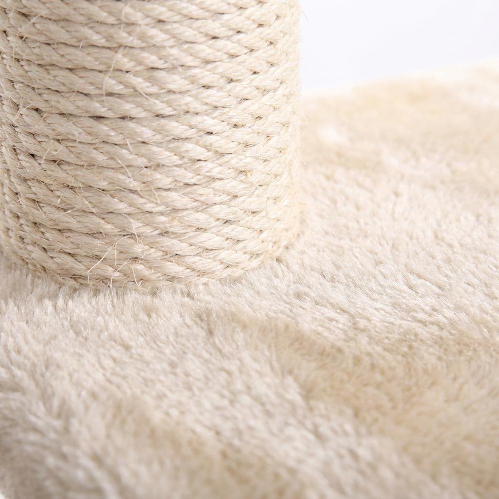 Faux Fur Cat Tree with Sisal Rope Posts, Hammock and Soft-Side Playhouse