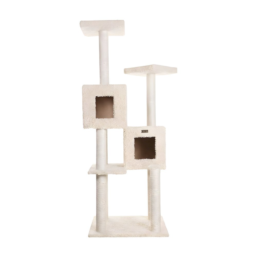 Pressed Wood Cat Tree with Dual Condos, Tunnel, Hammock, and Perches