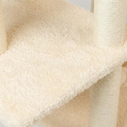 Pressed Wood Multi-Level Cat Tree with Hammock and Sisal Scratching Posts