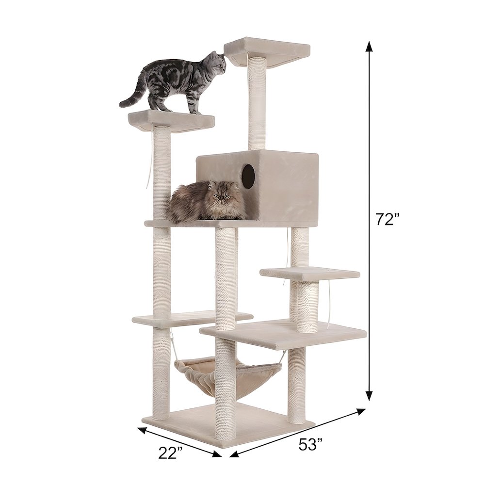 Pressed Wood Multi-Level Cat Tree with Condo and Sisal Scratching Post