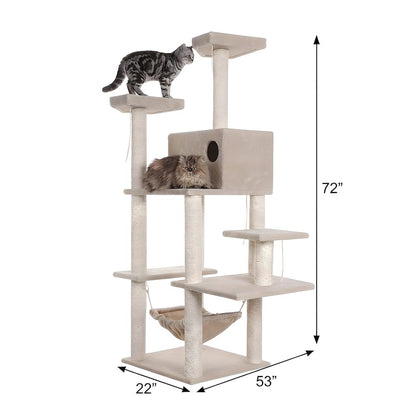 Pressed Wood Multi-Level Cat Tree with Condo and Sisal Scratching Post