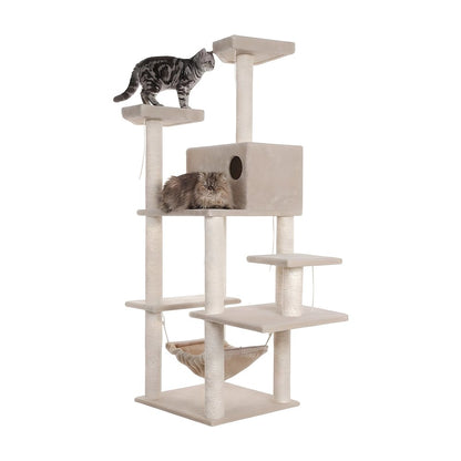 Pressed Wood Multi-Level Cat Tree with Condo and Sisal Scratching Post