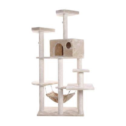 Pressed Wood Multi-Level Cat Tree with Condo and Sisal Scratching Post
