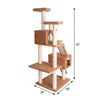 Wooden Cat Tree with Dual Ramps, Two Condos and Sisal Posts, 74 Inch