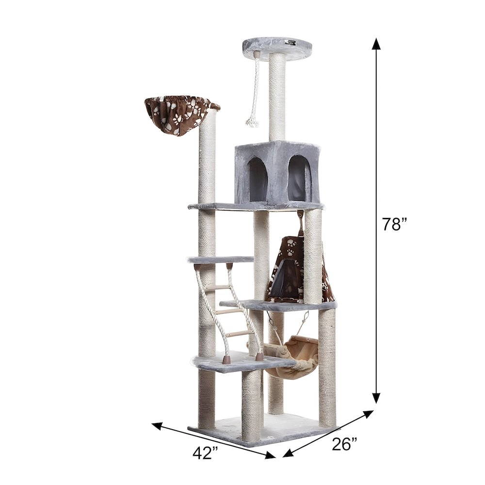 Pressed Wood 8-Level Cat Tree with Playhouse Condo and Hammock