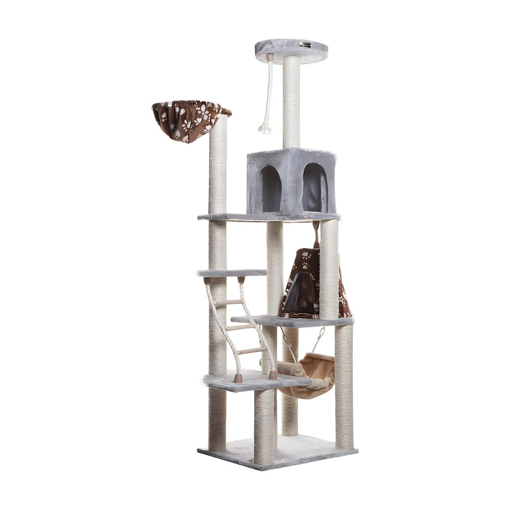 Pressed Wood 8-Level Cat Tree with Playhouse Condo and Hammock