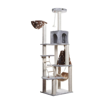 Pressed Wood 8-Level Cat Tree with Playhouse Condo and Hammock