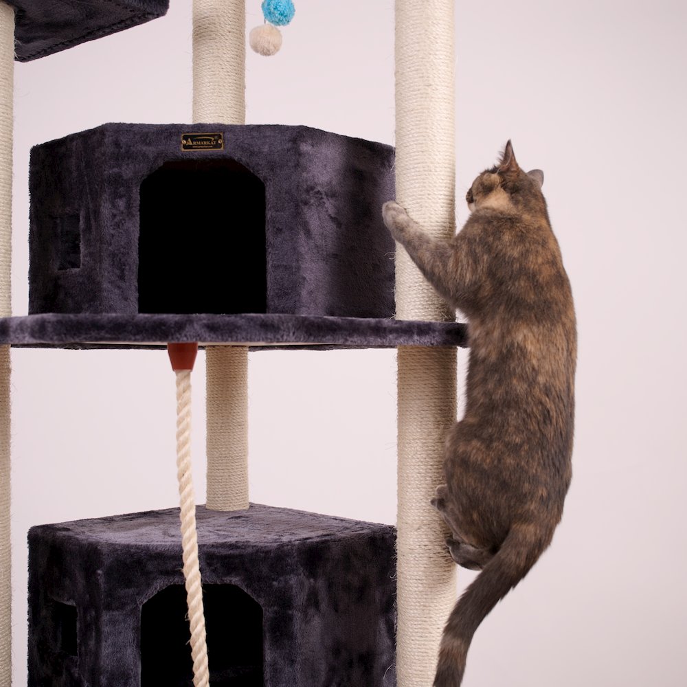 82 Inches Multi-Level Big Cat Tree. Tall Multi-Cats Tower With 2 Big Cat Condos