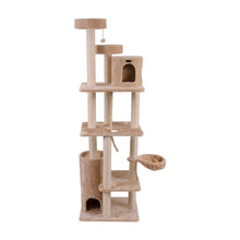 Faux Fur Cat Mansion with Three Hideaways and Sisal Posts, 84 Inch