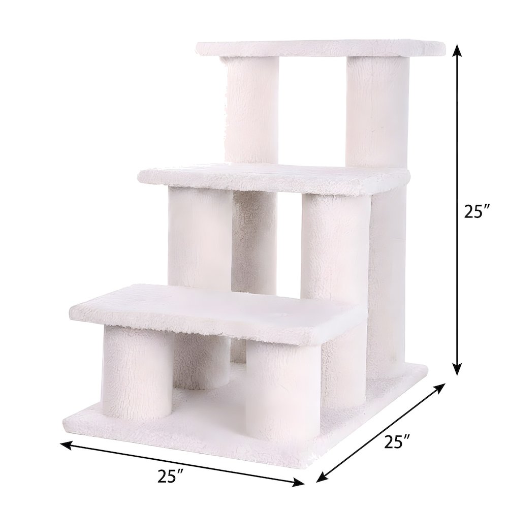 Faux Fleece Pet Step Stairs with Pressed Wood Platforms, 70 lb