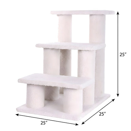 Faux Fleece Pet Step Stairs with Pressed Wood Platforms, 70 lb