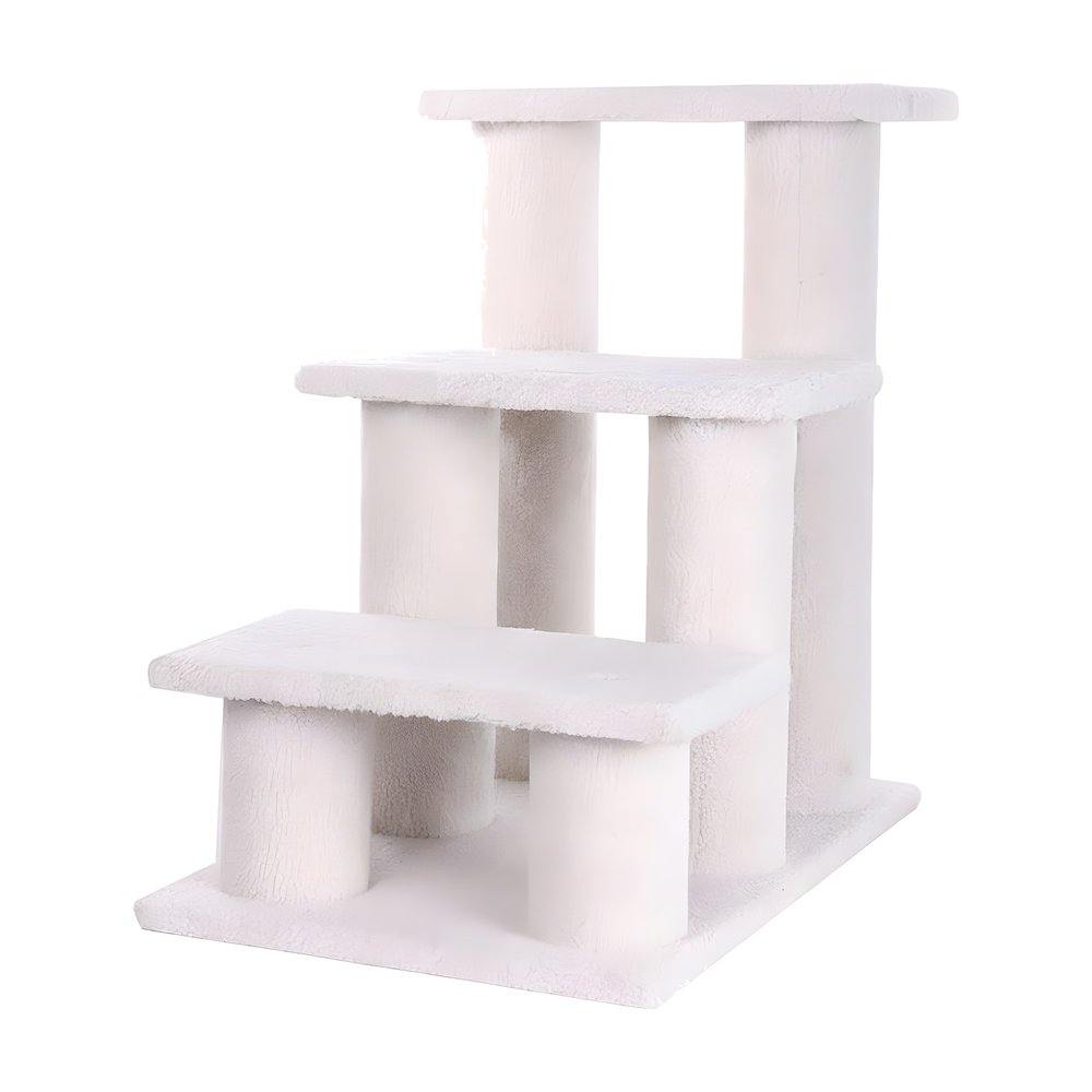 Faux Fleece Pet Step Stairs with Pressed Wood Platforms, 70 lb