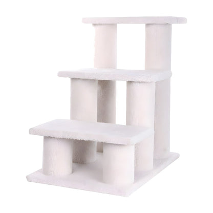 Faux Fleece Pet Step Stairs with Pressed Wood Platforms, 70 lb