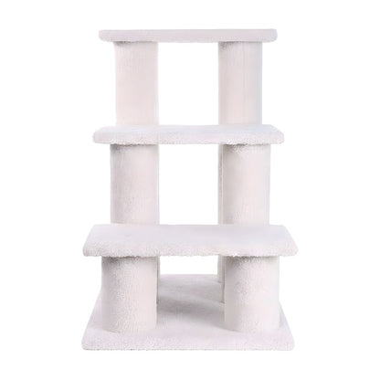 Faux Fleece Pet Step Stairs with Pressed Wood Platforms, 70 lb