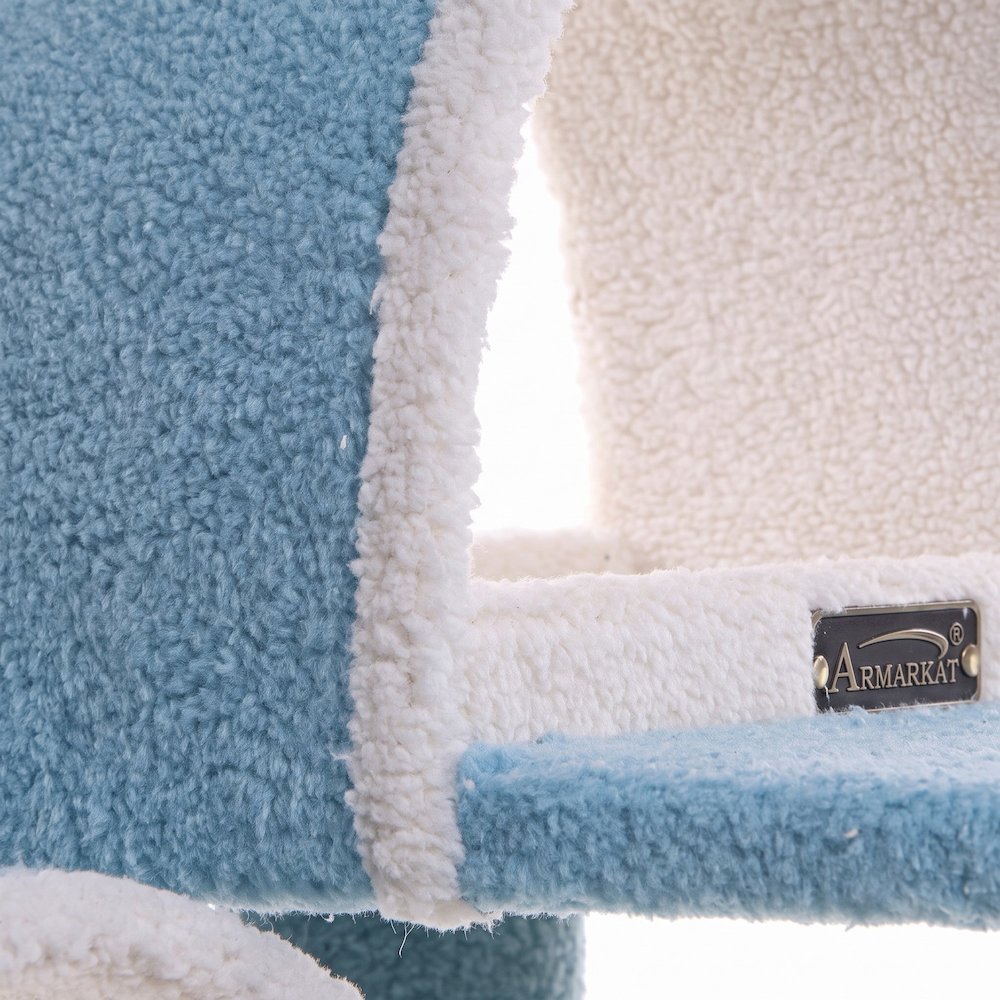Bison Pets Tall Cat Tree with Step Stairs, Scratcher, and Ramp, Sky Blue