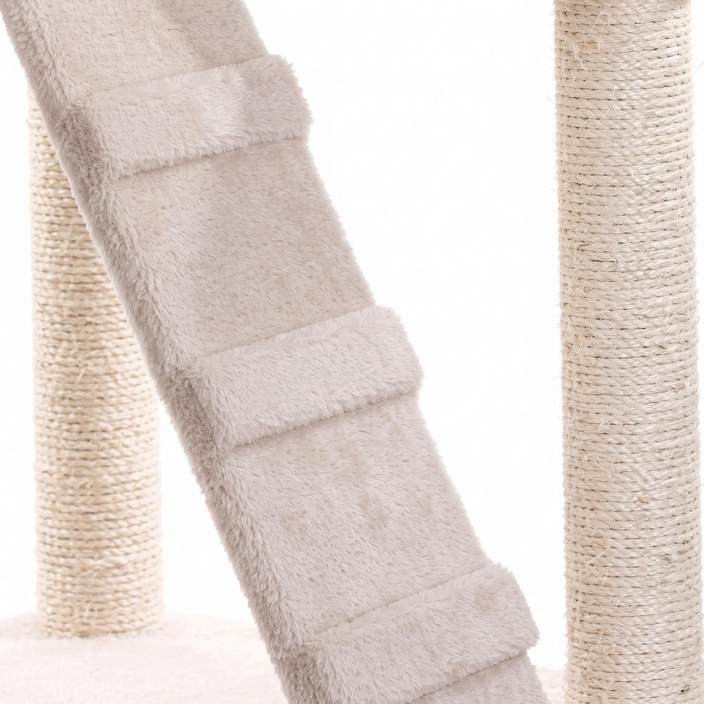 Bison Pets Cat Tree Tower with Sisal-Wrapped Posts and Fleece Condo, Ivory