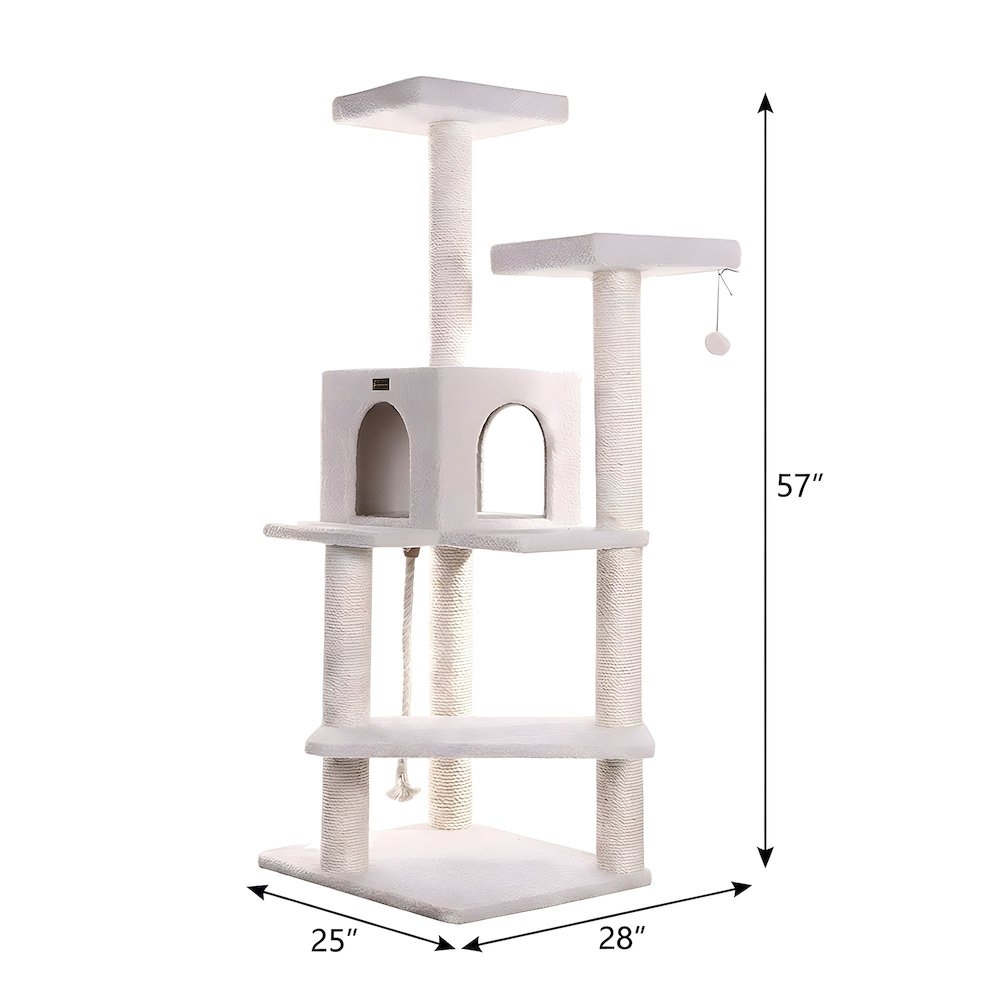 Pressed Wood Cat Climber with Fleece Perches and Sisal Posts, 57 Inch