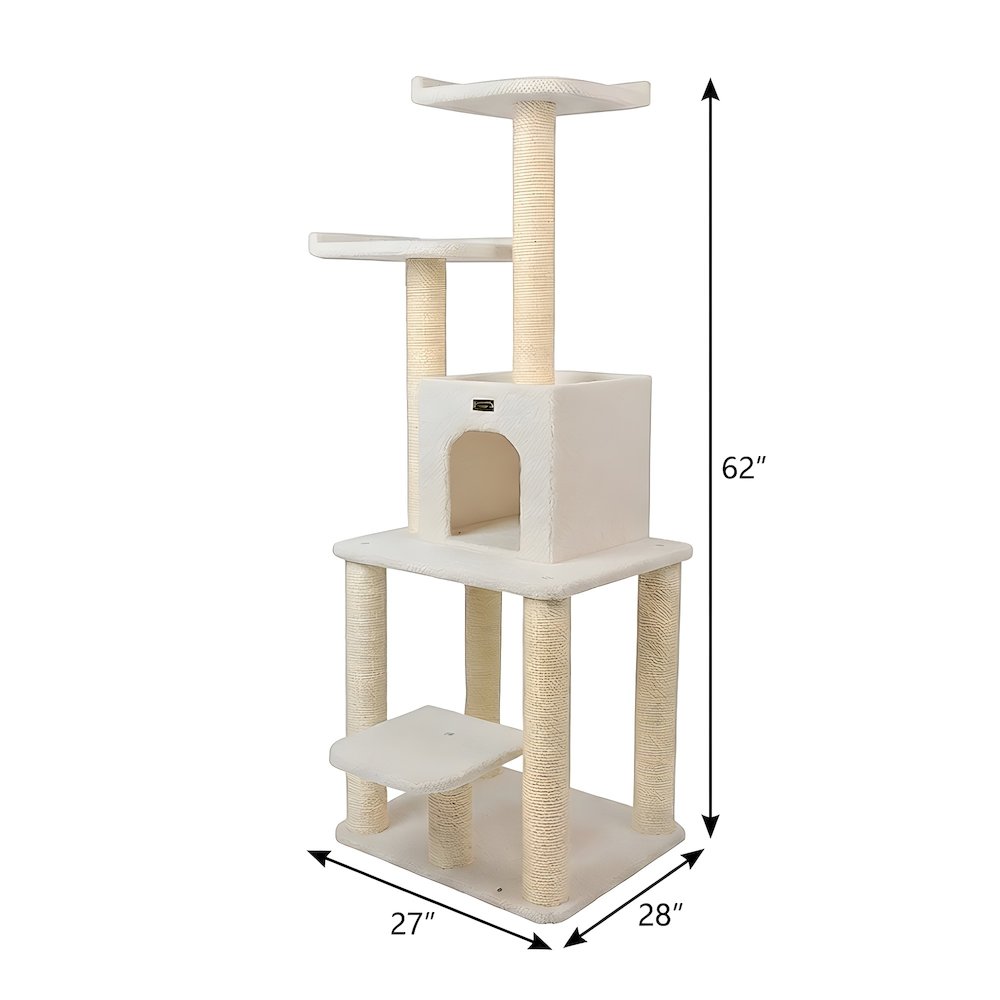 Pressed Wood Cat Tree with Faux Fleece, Five-Level Condo and Sisal Posts