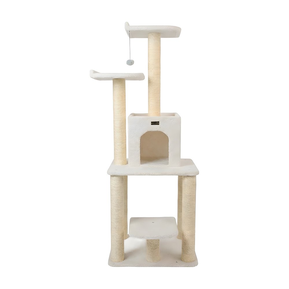 Pressed Wood Cat Tree with Faux Fleece, Five-Level Condo and Sisal Posts