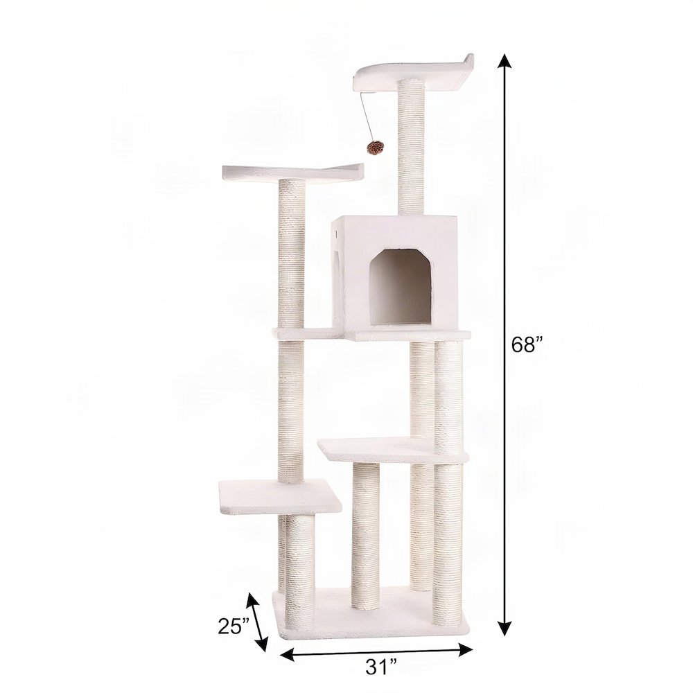 Bison Pets Tall Cat Tree with Condo, Six Levels, and Sisal Posts, Ivory