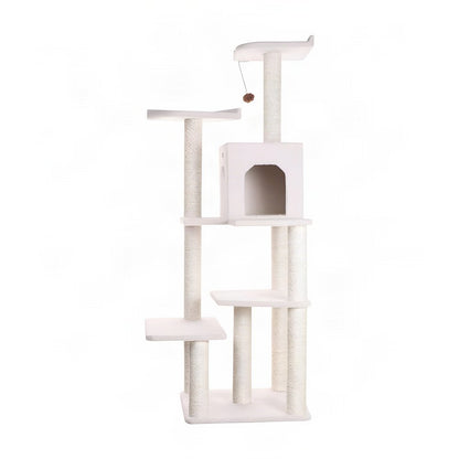 Bison Pets Tall Cat Tree with Condo, Six Levels, and Sisal Posts, Ivory