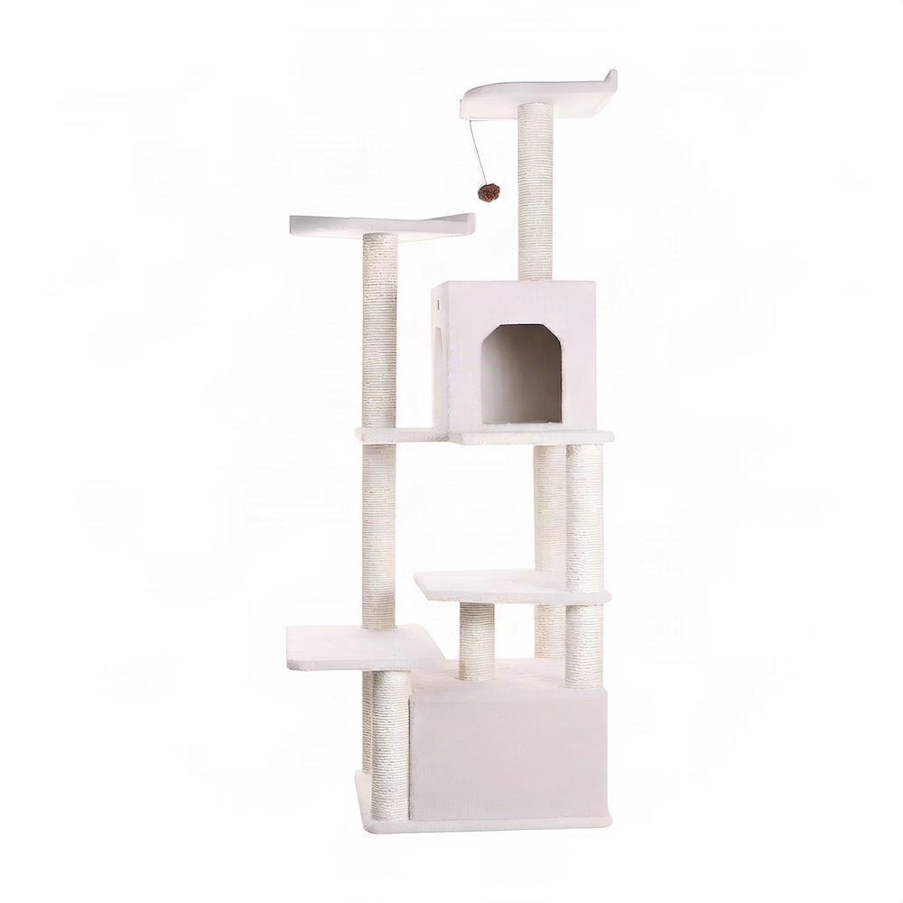 Bison Pets Tall Cat Tree with Condo, Six Levels, and Sisal Posts, Ivory