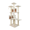 Pressed Wood Cat Tree with Sisal Posts, Multi-Level Ramp Tower and Condos